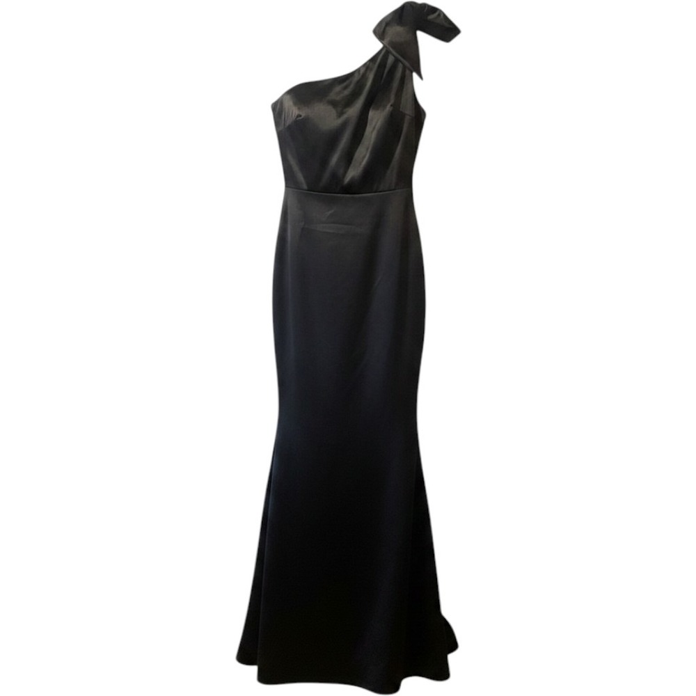 Baltic Born Black One Shoulder Gown Size Small Formal Dress Mermaid Bow Flaw